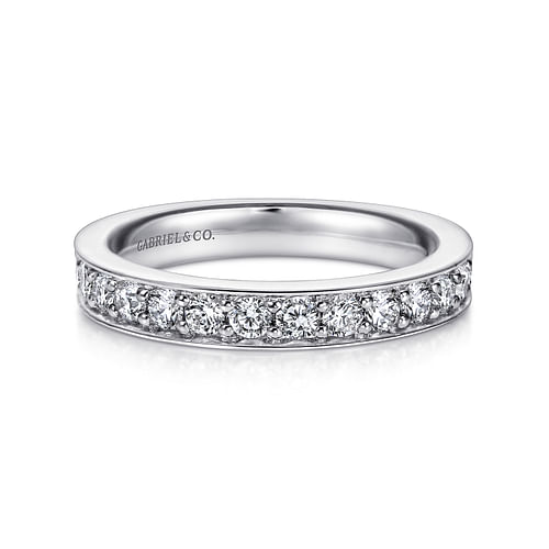 14K White Gold Prong Channel Set Diamond Wedding Band