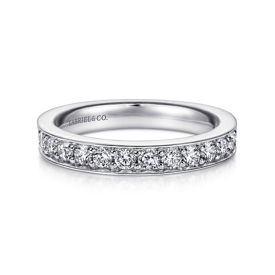 Gabriel - 14K White Gold Prong Channel Set Diamond Wedding Band