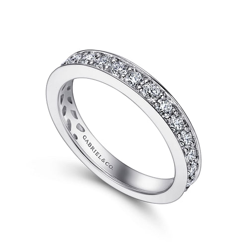 14K White Gold Prong Channel Set Diamond Wedding Band