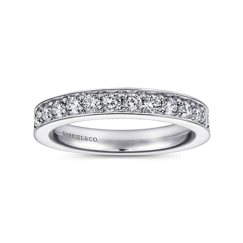 14K White Gold Prong Channel Set Diamond Wedding Band