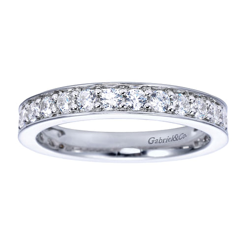 14K White Gold Prong Channel Set Diamond Wedding Band