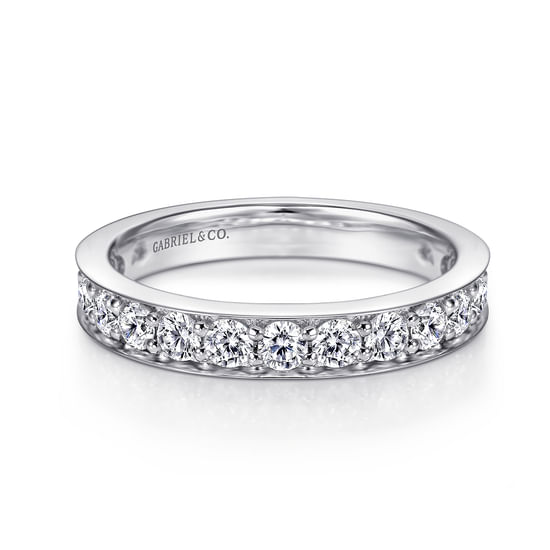 Gabriel - 14K White Gold Prong Channel Set Diamond Wedding Band