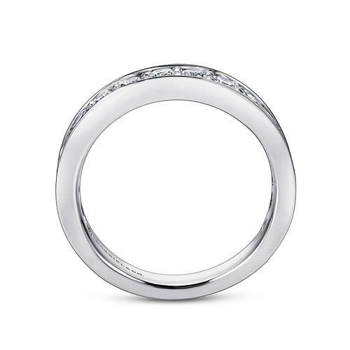 14K White Gold Prong Channel Set Diamond Wedding Band