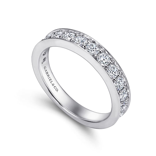 14K White Gold Prong Channel Set Diamond Wedding Band