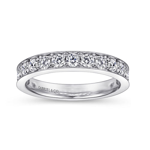 14K White Gold Prong Channel Set Diamond Wedding Band