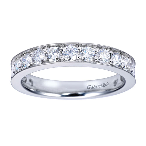 14K White Gold Prong Channel Set Diamond Wedding Band