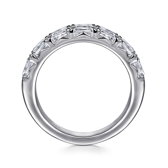 14K White Gold Prong Emerald Cut 7 Stone Diamond Anniversary Band angle 2