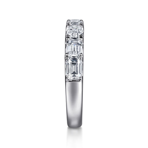 14K White Gold Prong Emerald Cut 7 Stone Diamond Anniversary Band