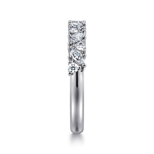 14K White Gold Prong Marquise and Round Diamond Anniversary Band 14K White Gold Prong Marquise and Round Diamond Anniversary Band