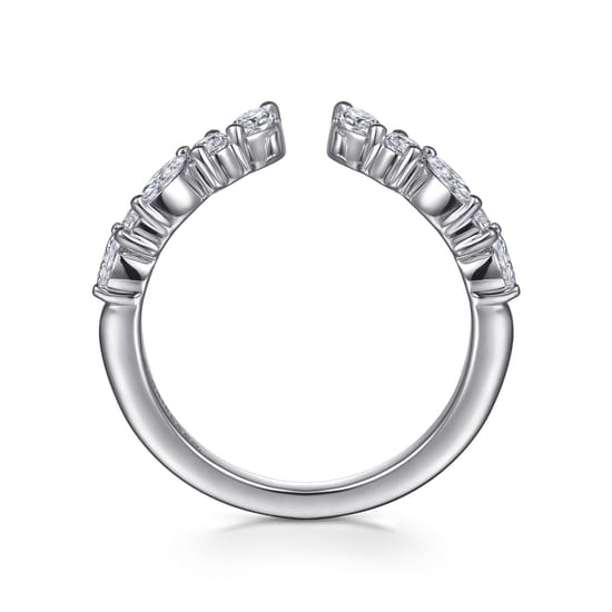 14K White Gold Prong Marquise and Round Open Diamond Anniversary Band angle 2