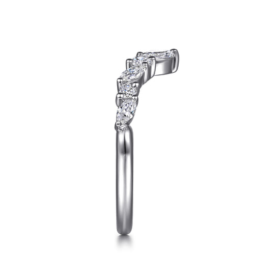 14K White Gold Prong Marquise and Round Open Diamond Anniversary Band angle 4