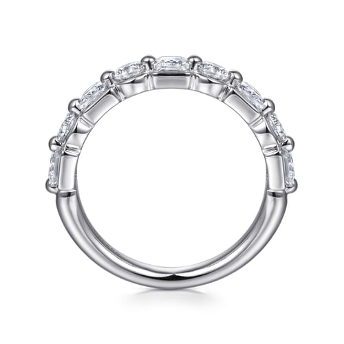 14K White Gold Prong Princess Cut and Round Diamond Anniversary Band