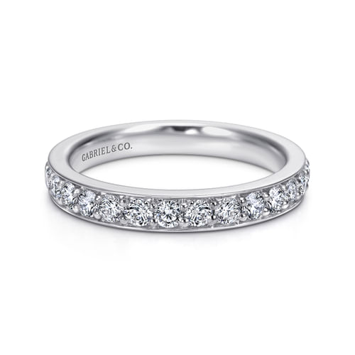 14K White Gold Prong Set Diamond Anniversary Band