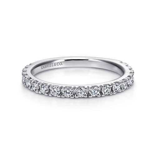 14K White Gold Prong Set Diamond Anniversary Band