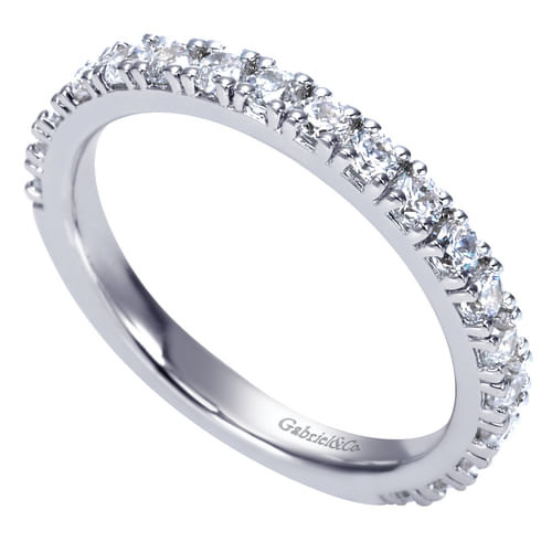 14K White Gold Prong Set Diamond Anniversary Band