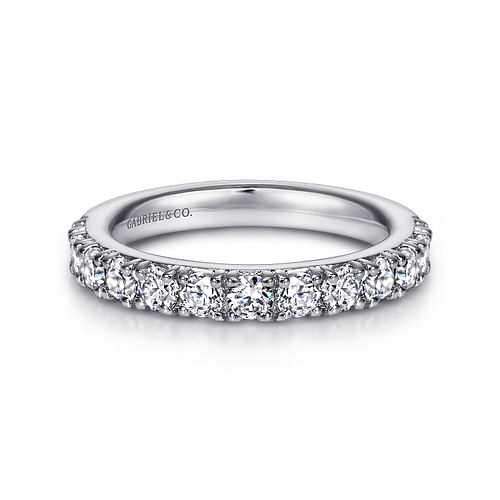 14K White Gold Prong Set Diamond Anniversary Band