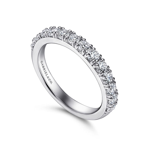 14K White Gold Prong Set Diamond Anniversary Band