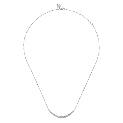 14K White Gold Prong Set Diamond Bar Necklace