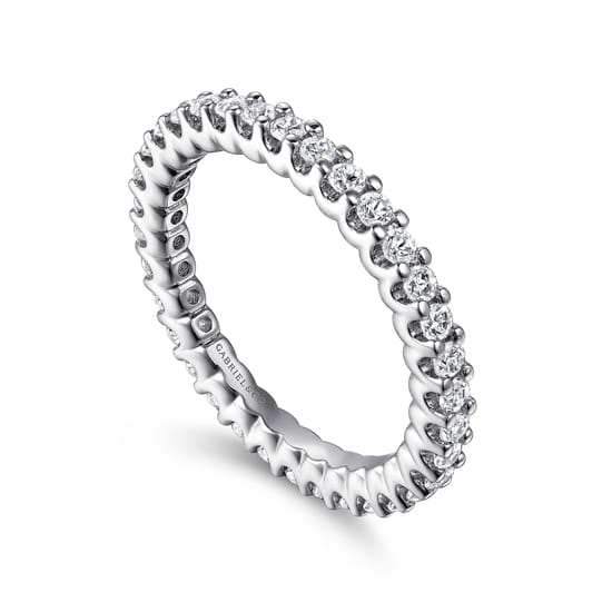 14K White Gold Prong Set Diamond Eternity Band angle 3