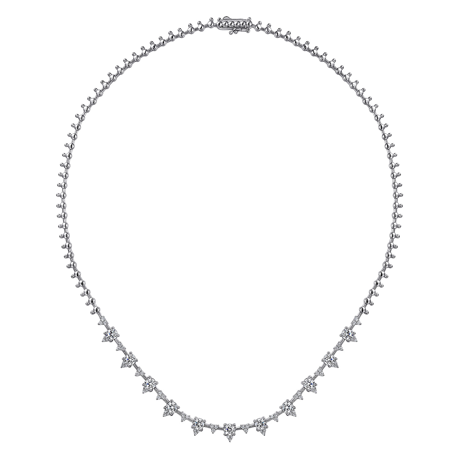 14K White Gold Prong Set Diamond Tennis Necklace