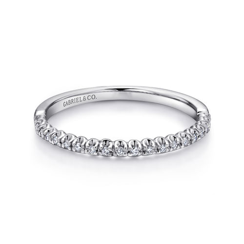 14K White Gold Prong Set Diamond Wedding Band