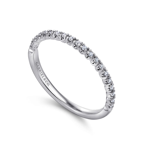 14K White Gold Prong Set Diamond Wedding Band