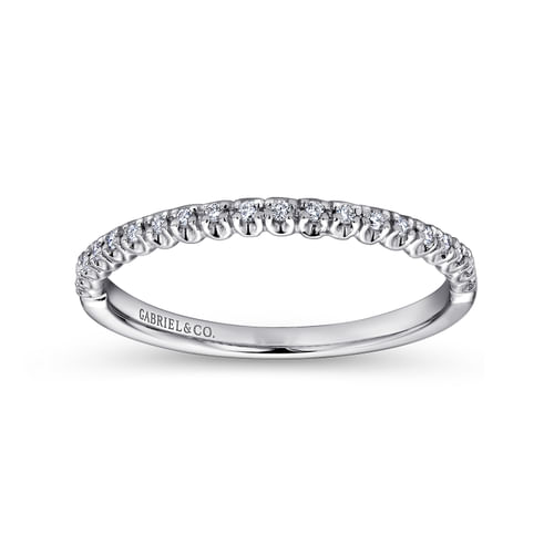 14K White Gold Prong Set Diamond Wedding Band