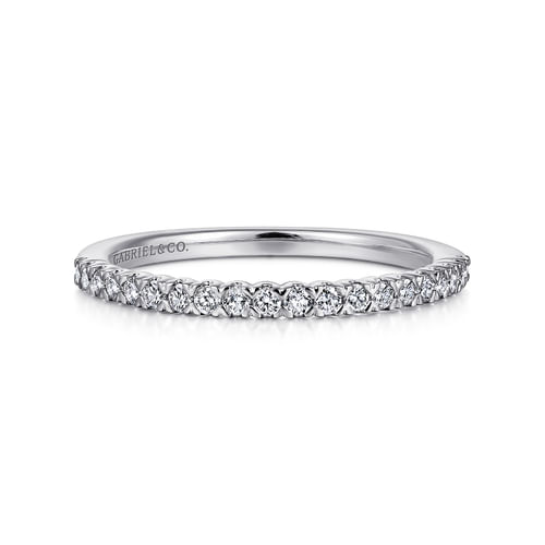 14K White Gold Prong Set Diamond Wedding Band