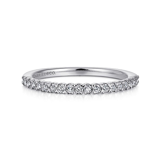 Gabriel - 14K White Gold Prong Set Diamond Wedding Band