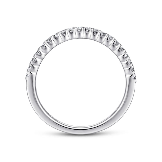 14K White Gold Prong Set Diamond Wedding Band angle 2