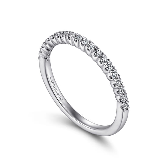 14K White Gold Prong Set Diamond Wedding Band angle 3
