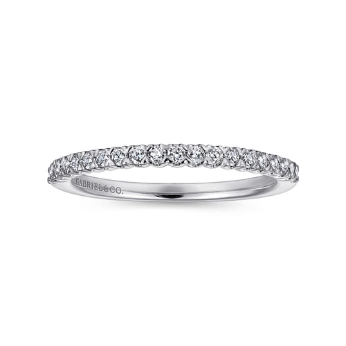 14K White Gold Prong Set Diamond Wedding Band