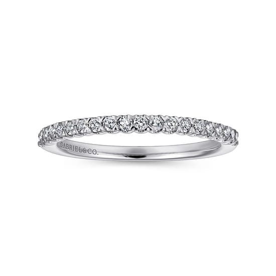 14K White Gold Prong Set Diamond Wedding Band angle 4