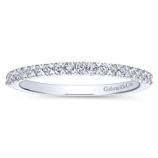14K White Gold Prong Set Diamond Wedding Band angle 5