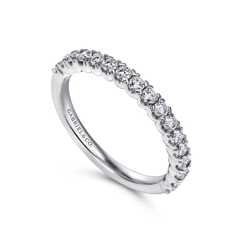 14K White Gold Prong Set Diamond Wedding Band