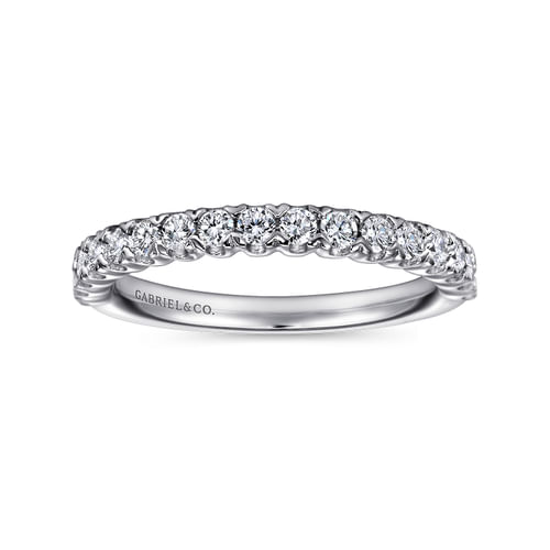 14K White Gold Prong Set Diamond Wedding Band