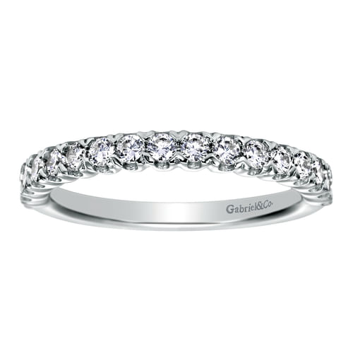 14K White Gold Prong Set Diamond Wedding Band