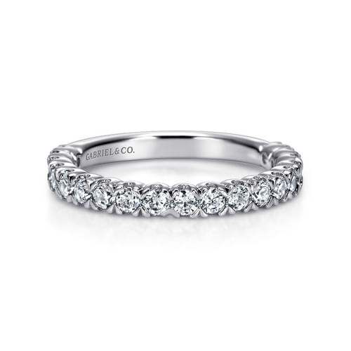 14K White Gold Prong Set Diamond Wedding Band