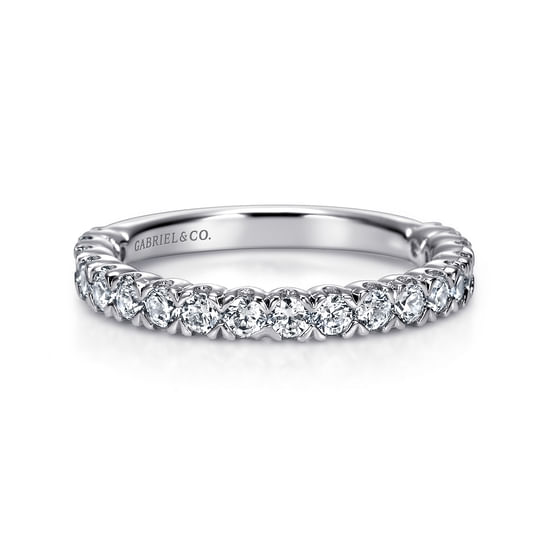 Gabriel - 14K White Gold Prong Set Diamond Wedding Band