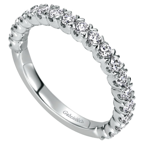 14K White Gold Prong Set Diamond Wedding Band