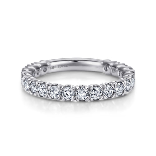 14K White Gold Prong Set Diamond Wedding Band