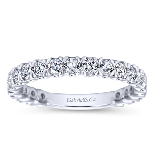 14K White Gold Prong Set Diamond Wedding Band