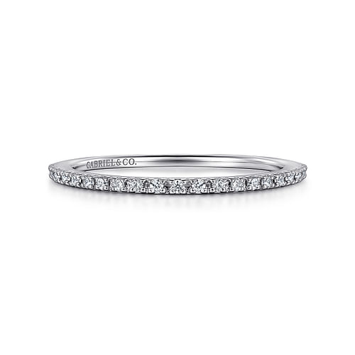 14K White Gold Prong Set Diamond Wedding Band