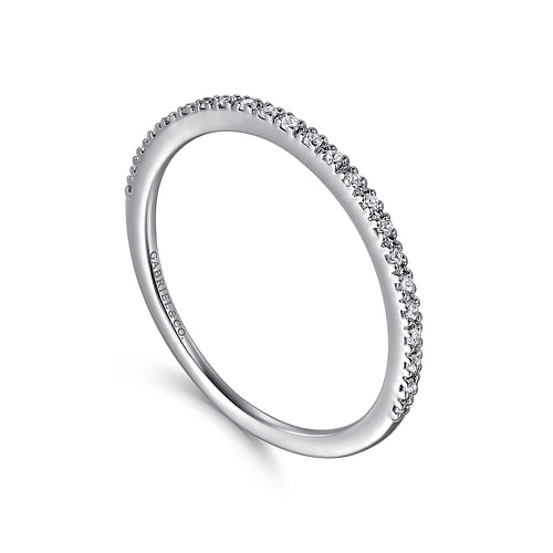 14K White Gold Prong Set Diamond Wedding Band