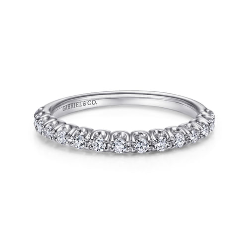 14K White Gold Prong Set Diamond Wedding Band
