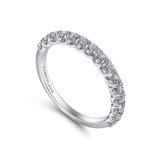 14K White Gold Prong Set Diamond Wedding Band
