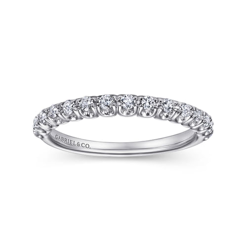 14K White Gold Prong Set Diamond Wedding Band
