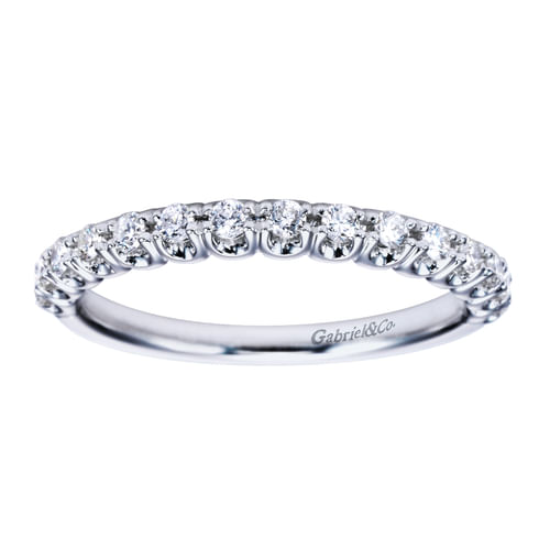 14K White Gold Prong Set Diamond Wedding Band
