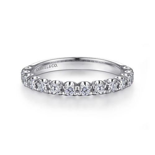 14K White Gold Prong Set Diamond Wedding Band