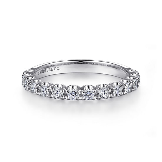 Gabriel - 14K White Gold Prong Set Diamond Wedding Band